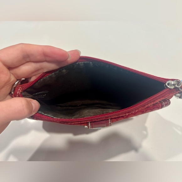 Coach Red Mini "CC" Logo Wristlet - Picture 3 of 4